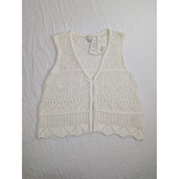 A New Day Tops - a new day women's size small off white crochet vest new with tags festival O12